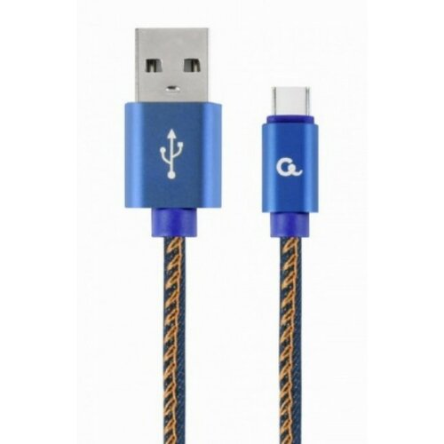 Gembird premium jeans (denim) Type-C USB cable with metal connectors, 1m, blue CC-USB2J-AMCM-1M-BL Slike