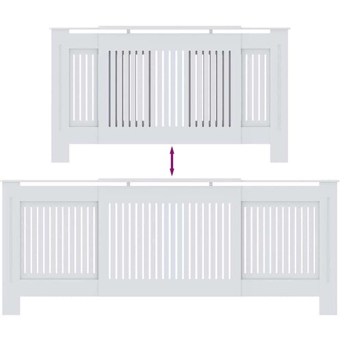 VidaXL pokrivač radijatora 2 pcs bijelo (142-205) x 20.5 x 81.5 cm Slike