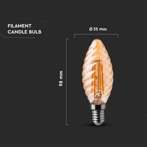  led sijalica filament jantarna E14/4W/230V 2200K Slike