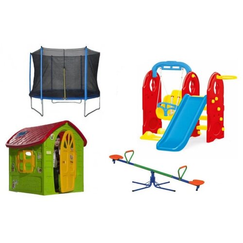  Dečiji komplet mega za dvori&scaron;te (mega) kućica + set 7u1 + klackalica + trambolina Cene
