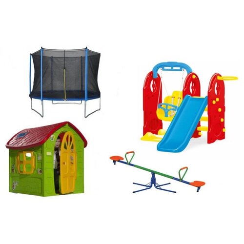  Dečiji komplet mega za dvorište (mega) kućica + set 7u1 + klackalica + trambolina Cene