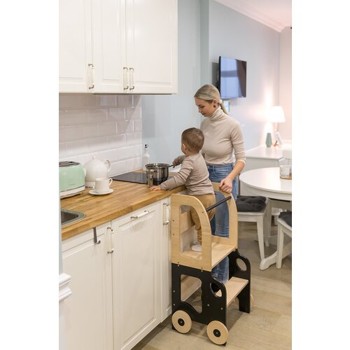 ToddlerInFamily 2V1 MONTESSORI STOLICA POMAGALO MOTIV AUTO (VI�E BOJA)-Natur/Crna Cijene