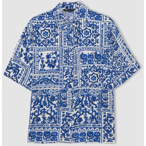 Defacto Oversize Fit Patterned Short Sleeve Shirt