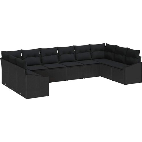  Set sofe 10 kom. Crna poliratan 344 x 178,5 x 85 cm Slike