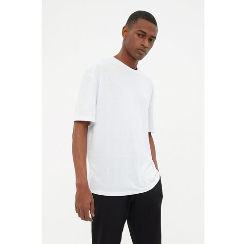 Trendyol White Men's Relaxed Fit Short Sleeve Crew Neck Printed T-Shirt Slike