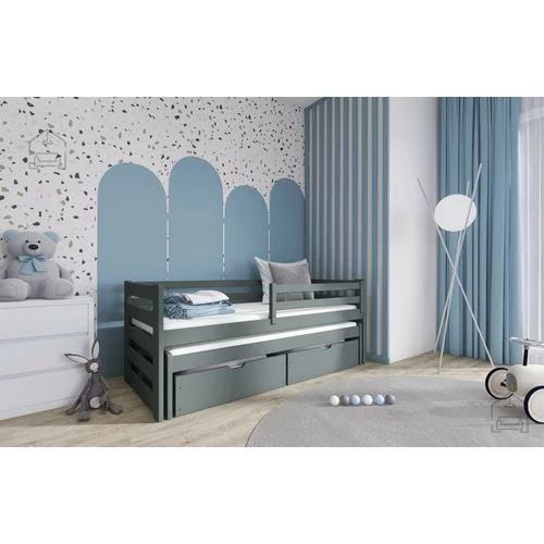 Lano Otroška postelja z dodatnim ležiščem Senso - 80x160 cm - Grafit