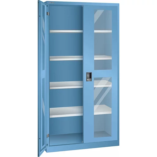 LISTA Omara s krilnimi vrati, vrata s šipo, VxŠ 1950 x 1000 mm, globina 400 mm, svetlo modre barve RAL 5012