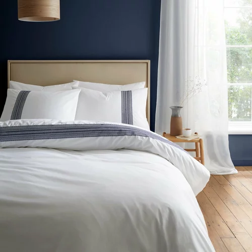 Bianca Bijela/plava pamučna posteljina za bračni krevet 200x200 cm Remy –