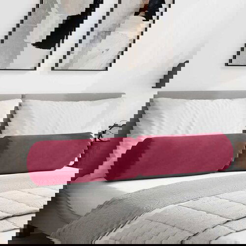 vidaXL Blazine 2 pcs Vinorodna rdeča Ø 25 x 70 cm Žametna tkanina Cene