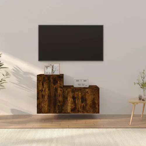 vidaXL Komplet TV omaric 2-delni dimljen hrast inženirski les