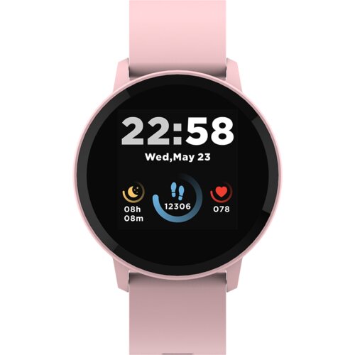Canyon Smart watch, 1.3inches IPS full touch screen, Round watch, IP68 waterproof, multi-sport mode, BT5.0, compatibility with iOS and android, Pink, Host: 25.2*42.5*10.7mm, Strap: 20*250mm, 45g Slike