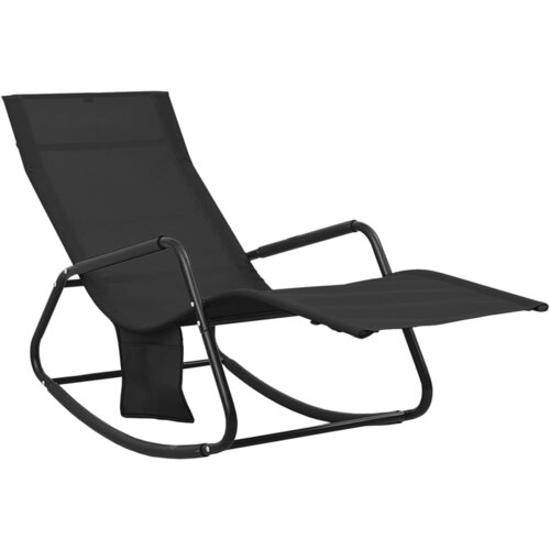 Maison Chic Ležalnik - Sončna ležalnik iz jekla in tekstila črn, (22042714) Cene