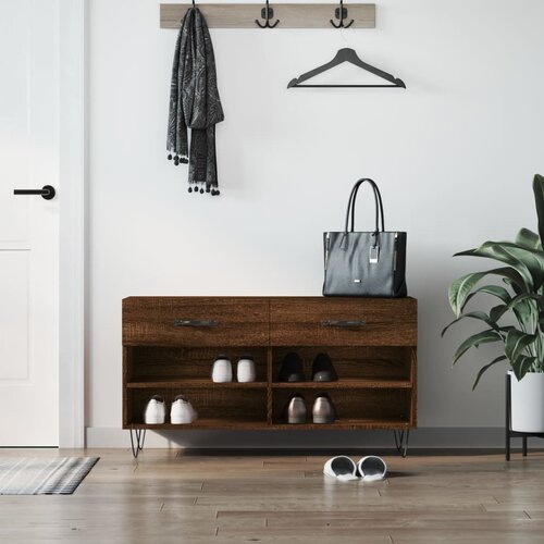 vidaXL Klop za čevlje rjavi hrast 102x35x55 cm inženirski les Cene