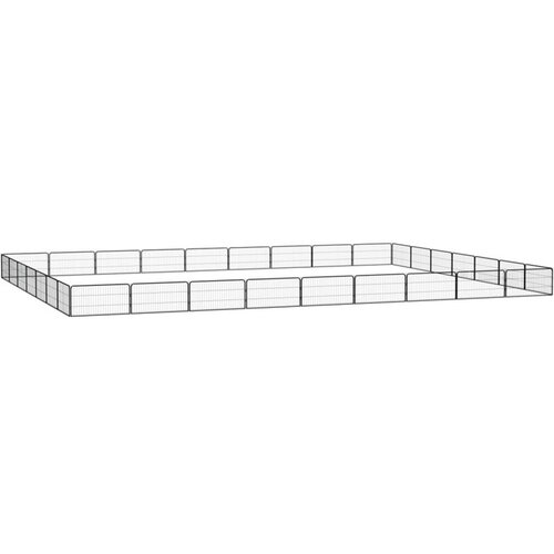 Pasja ograda z 32 paneli črna 100x50 cm pra&scaron;no barvano jeklo Cene