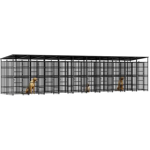 VidaXL Vanjski kavez za pse s krovom čelični 18,43 m&amp;sup2; Slike