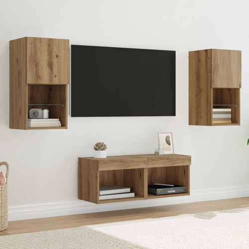vidaXL TV stene 4 pcs Umetni hrast 30,5 x 30 x 60 cm Konstruiran les Cene