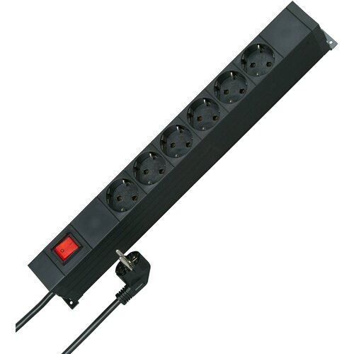 KOPP PROFIversal PA 6 + 6-polni razdelilnik z osvetljenim stikalom in 6 rež na sprednji in zadnji strani Vtična letev 19 palčna (48,26 cm) 2x 6-delna črne, (20457462) Cene