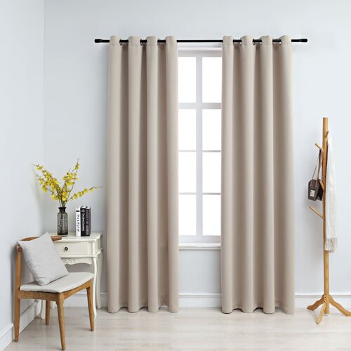 VidaXL zavjese za zamračivanje s prstenima 2 kom bež 140 x 175 cm Slike