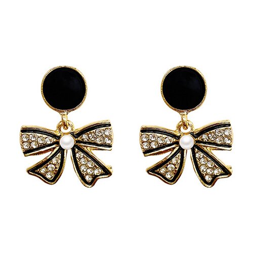 INF Uhani s pentljo 1 par Black, (21237855) Slike