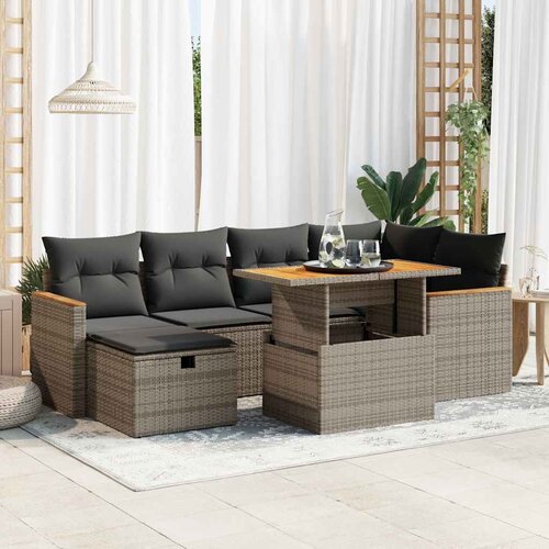 vidaXL 8-dijelni set vrtnih sofa od poliratana s jastucima sivi Cijene