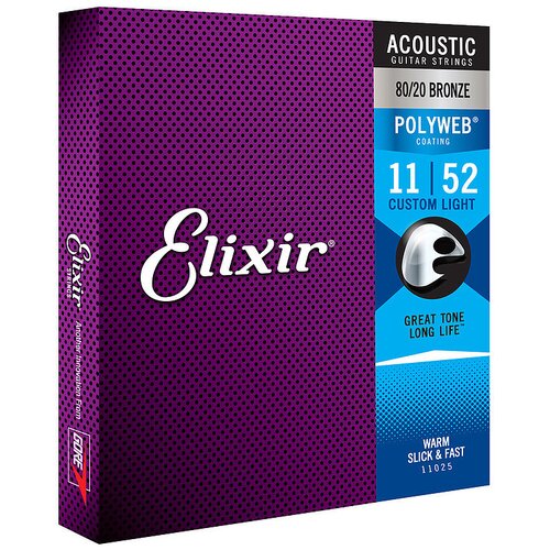 Elixir Žice za akustičnu gitaru 11025 Custom Light, .011-.052, Polyweb Slike