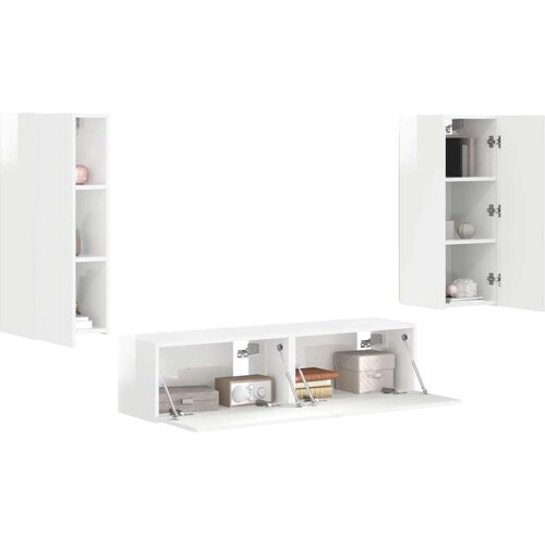 Set TV komoda Zidne 2 pcs Visoki sjaj bijela Konstruirano drvo Slike