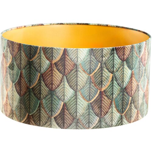 QAZQA Velours lampenkap blad dessin met gouden binnenkant 50/50/25 Slike