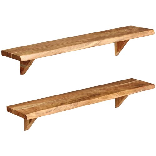 VidaXL Stenske police 2 kosa 90x20x16 cm trden akacijev les Slike