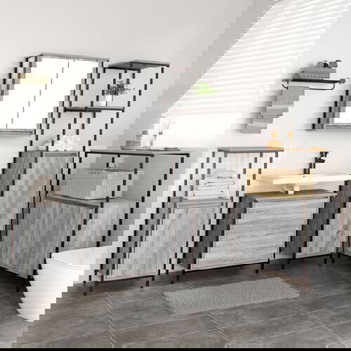 vidaXL Kopalniško pohištvo Komplet 5 Siva sonoma Inženirski les Cene