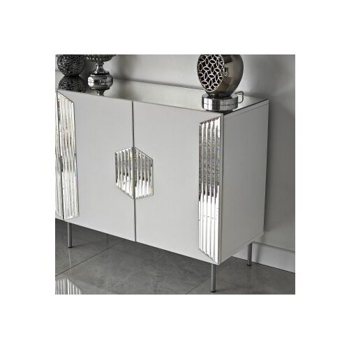 Hanah home komoda Dubai 180x80x40cm bijelo-srebrna Slike