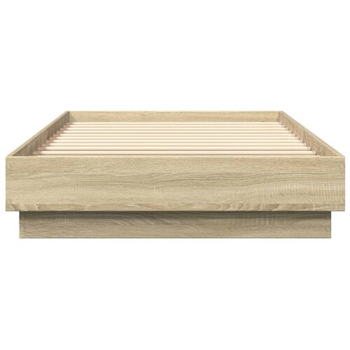  Okvir za krevet s LED svjetlima boja hrasta sonome 100 x 200 cm Slike