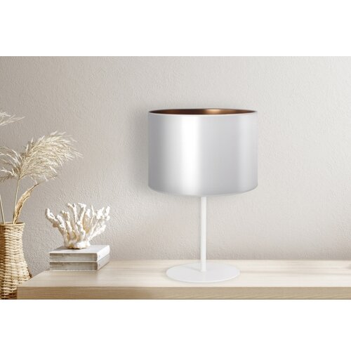  Duolla - Stona lampa CANNES 1xE14/15W/230V, prečnika 20 cm, srebrna/bakarna/bela Slike