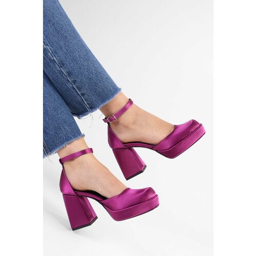Shoeberry Women's Pascal Purple Satin Platform Heeled Shoes Slike