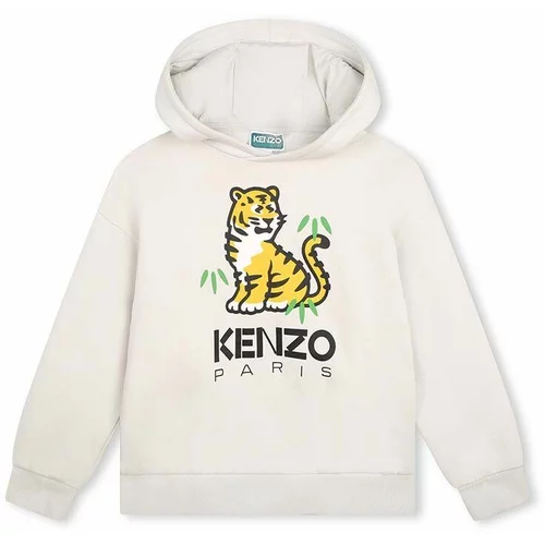 Kenzo Kids Dječja pamučna dukserica boja: bež, s kapuljačom, s tiskom