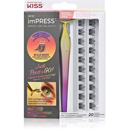 Kiss imPRESS Press-on Falsies šopaste lepilne trepalnice z vozličkom 02 Voluminous 20 kos Cene