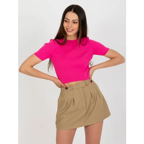 Fashion Hunters Dark pink women's blouse with short sleeves