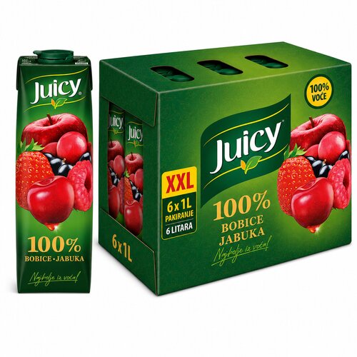Juicy 100 % bobičasto voće i jabuka, 6 &times; 1 l XXL Cijene
