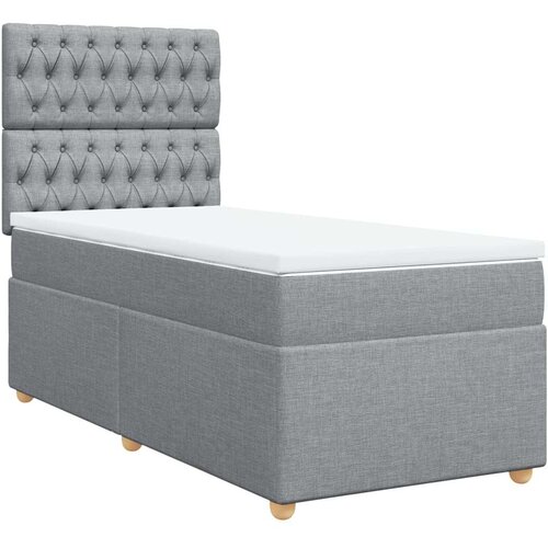 VidaXL Okvir kreveta s oprugama i madrac svjetlosivi 90x200cm tkanina Slike