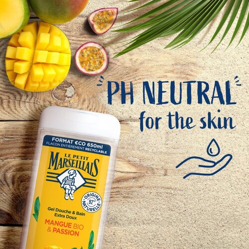 Le Petit Marseillais Mango BIO &amp;amp; Passion Fruit nježni gel za tu&amp;scaron;iranje 400 ml Slike