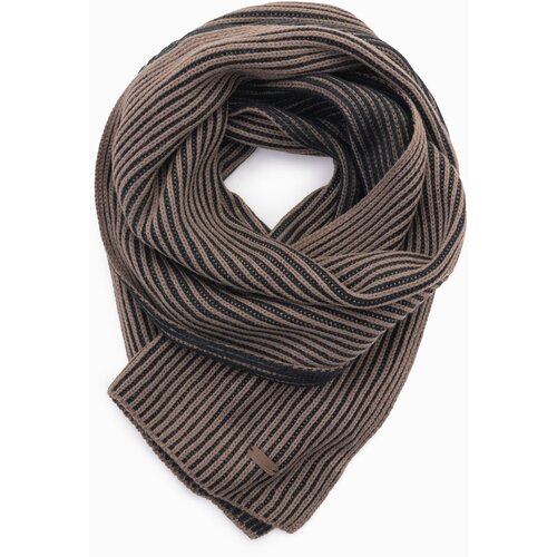Ombre Men's knitted scarf with two-tone stripes - brown and black Cijene