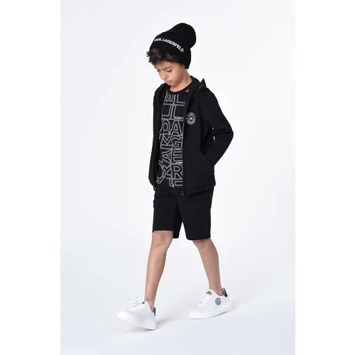 Karl Lagerfeld Otroški pulover črna barva, s kapuco