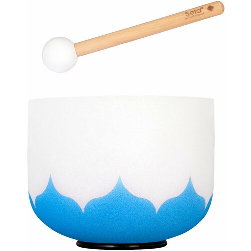 Sela 8&amp;quot; Crystal Singing Bowl Lotus 440 Hz G - Blue (Throat Chakra) incl. 1 Wood Mallet Slike