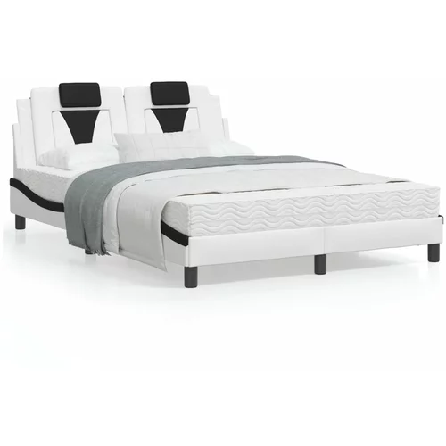 vidaXL Okvir kreveta LED bijelo-crni 120 x 200 cm umjetna koža
