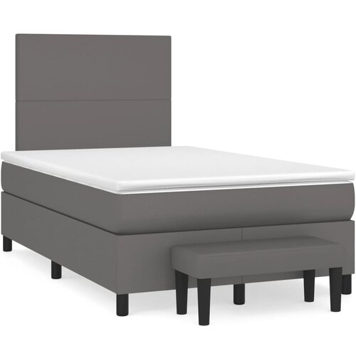 vidaXL Box spring postelja z vzmetnico siva 120x190 cm umetno usnje, (21111207) Cene