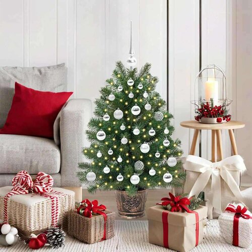 vidaXL Umestno božično drevo med 150 LED Zelena 90 cm PE in PVC Cene