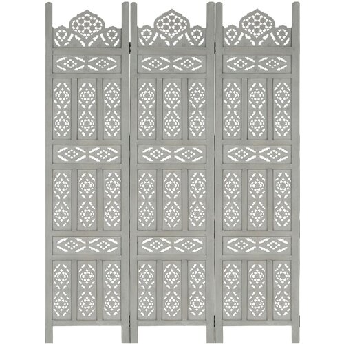 VidaXL Sobna pregrada s 3 panela siva 120 x 165 cm masivno drvo manga Slike