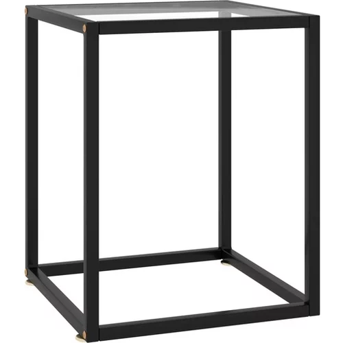 vidaXL Klubska mizica crna s kaljenim steklom 40x40x50 cm