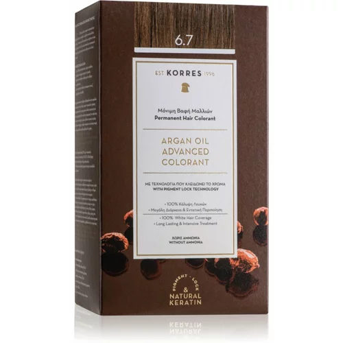 Korres Argan Oil permanentna barva za lase z arganovim oljem odtenek 6.7 Cocoa