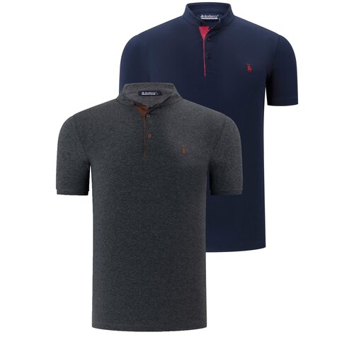 Dewberry DUAL SET T8560 MENS T-SHIRT-ANTHRACITE-NAVY BLUE Cijene