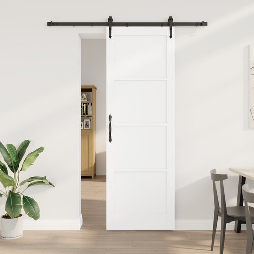 vidaXL Drsna vrata s strojno opremo Bela 78x232 cm Masivni les Bor, Notranja vrata 'ORKDAL'Bela 78x232x4 cm Masivni les Bor Cene